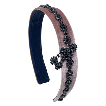 Black Rhinestones Flower Headband