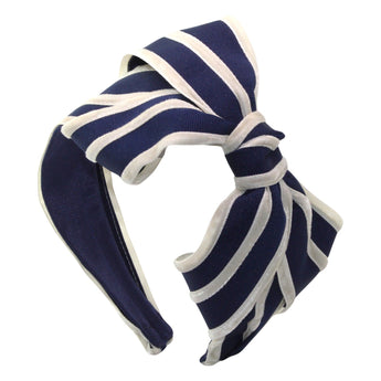 Carolina Winter Bow Headband Ivory Stripe