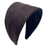 black and brown two-toned wide brim headband with contrasting fabric patterns