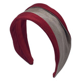red and gold two-toned wide brim headband with contrasting fabric patterns