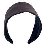 black and brown two-toned wide brim headband with contrasting fabric patterns