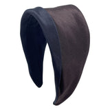 black and brown two-toned wide brim headband with contrasting fabric patterns