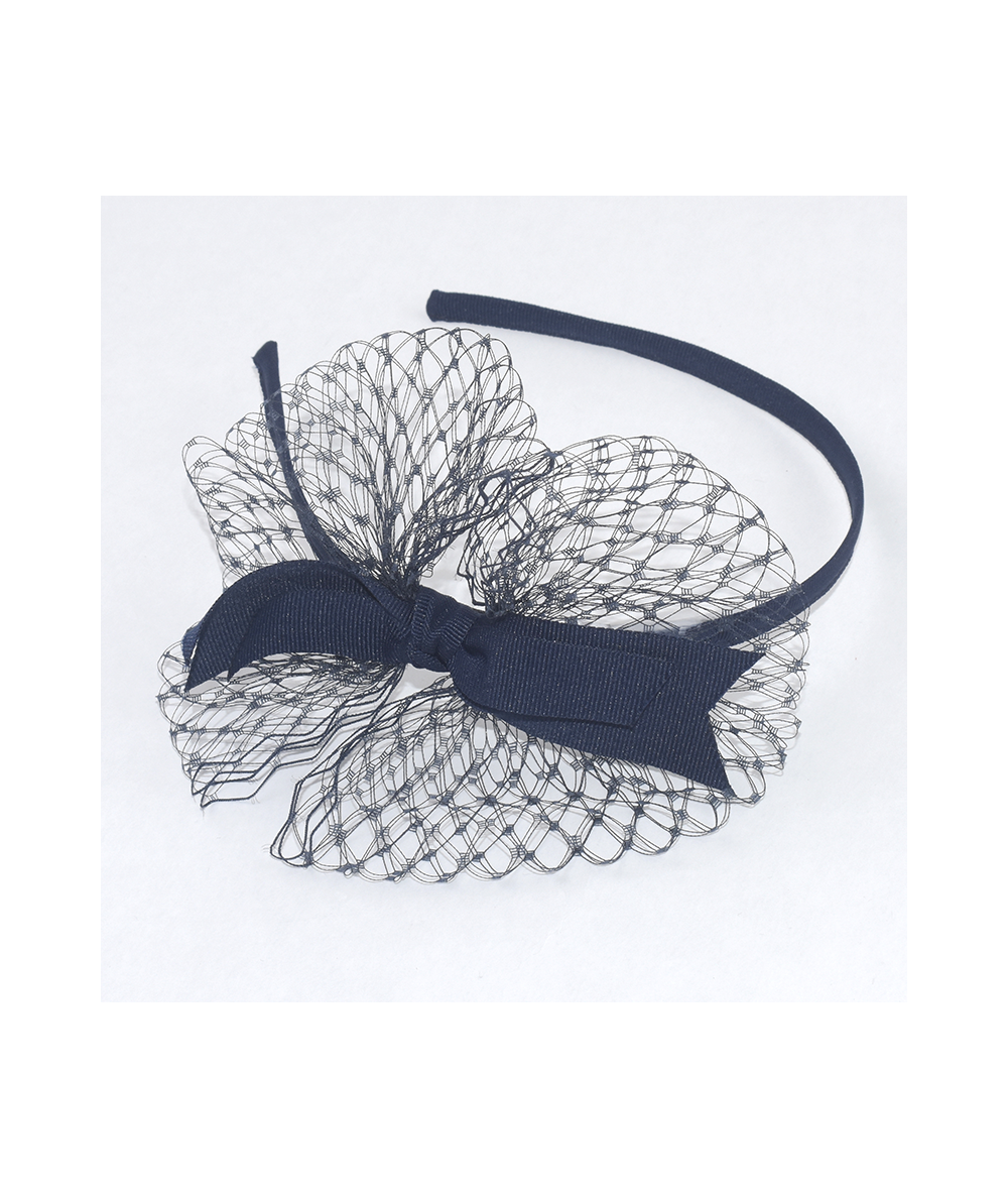 Navy Cami Veil Fascinator