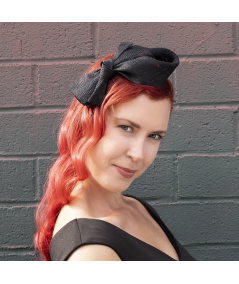 Black Sinamay Straw Bow Headband