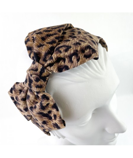 Leopard Print Silk Bandeau Bow Charm 