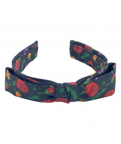 Black 66 Floral Center Bow Headband