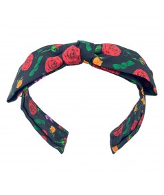 Black on 66 Floral Center Bow Headband