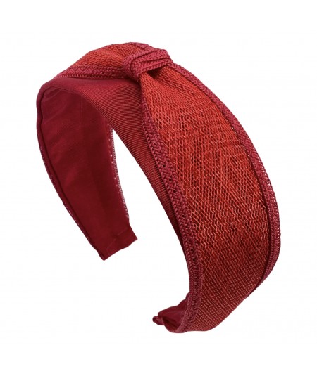 Red Grosgrain Texture Sinamay with Straw Divot Headband