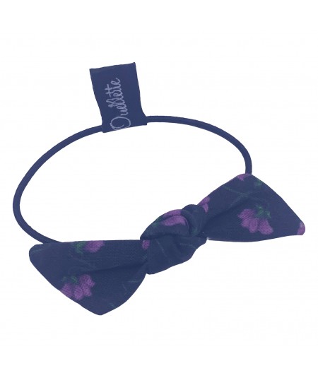 Violets on Black Floral Small Knot Pony