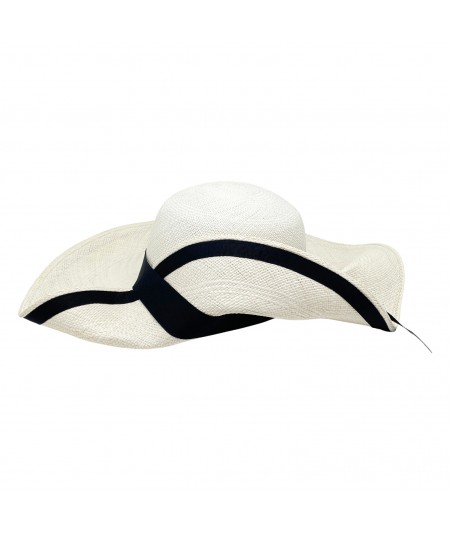 Panama Straw Ann Riviera Hat with Black trim