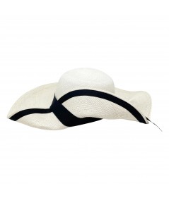 Panama Straw Ann Riviera Hat with Black trim