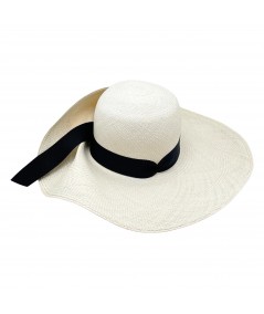 Panama Straw Ann Riviera Hat with Black trim