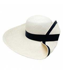 Panama Straw Ann Riviera Hat with Black trim