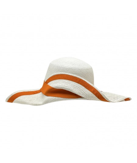 Panama Straw Ann Riviera Hat with Orange trim