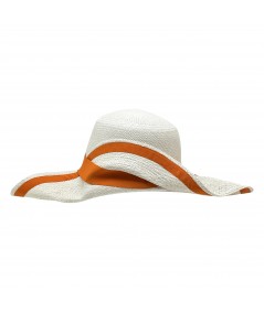 Panama Straw Ann Riviera Hat with Orange trim