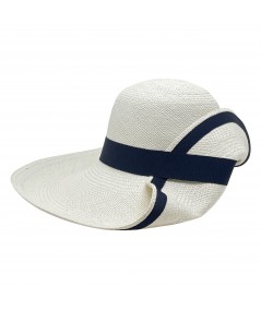 Panama Straw Ann Riviera Hat with Navy trim