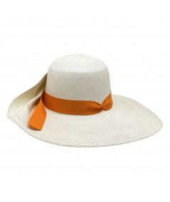 Panama Straw Ann Riviera Hat with Orange trim