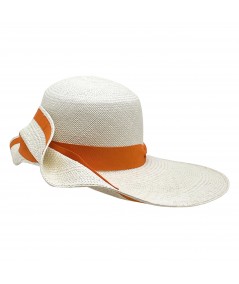 Panama Straw Ann Riviera Hat with Orange trim