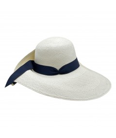 Panama Straw Ann Riviera Hat with Navy trim