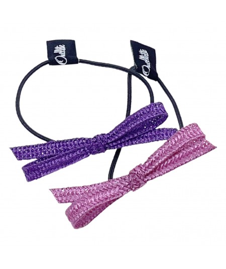 Purple - Magenta Tagaline Bow Hair Elastic