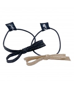 Black - Sand Tagaline Bow Hair Elastic