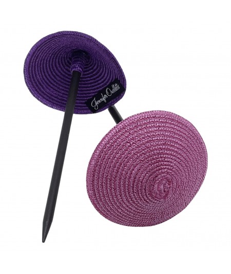 Purple - Magenta Straw Mini Hat Hair Stick