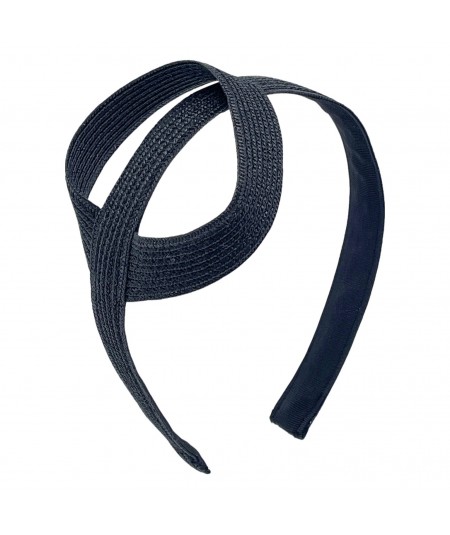 Black Straw Oval Headband