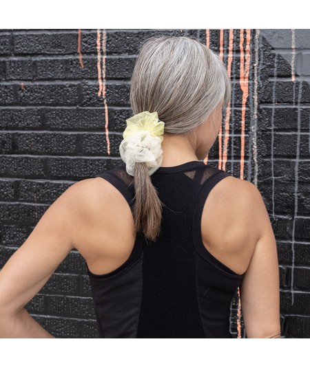 Ivory - Yellow Tulle Wide Scrunchie