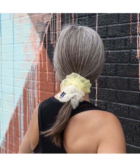 Ivory - Yellow Tulle Wide Scrunchie