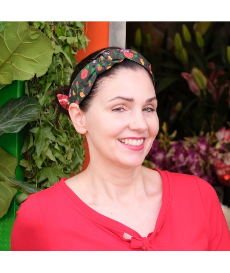 Black on 66 Floral Lana Turban Headband