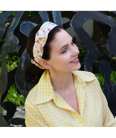 Cream 66 Floral Floral Estelle Turban Headband with Hair Tie PY908