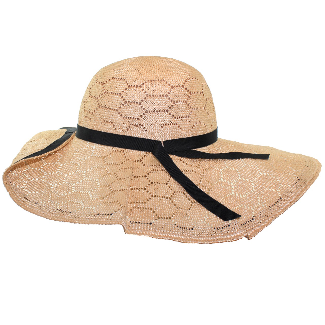 Wide Brim Honeycome Straw Hat