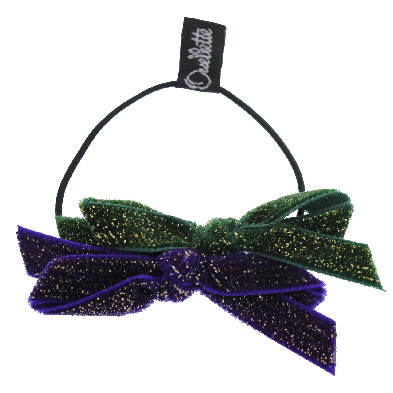 Velvet Sparkle Two-Tone Colors Double Bow Pony - Jennifer Ouellette