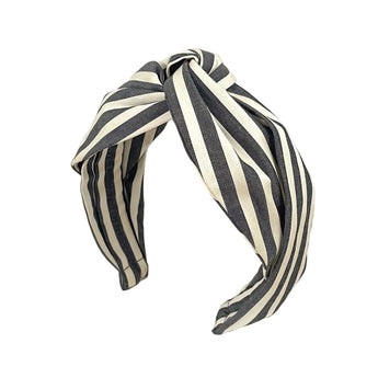 Charcoal Grey & Cream Stripe Turbanista