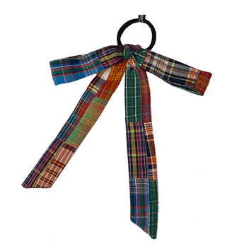 Madras Patches Bow Hair Tie