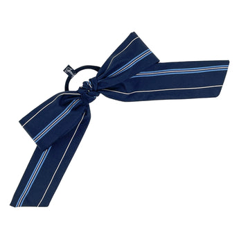 Navy Stripe Big Bow Hair Tie