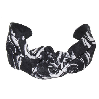 White Roses Silk Print Blair Turban Headband