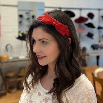 Millinery Straw & Grosgrain Bow Headband