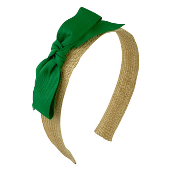 Straw with Grosgrain Bow Headband
