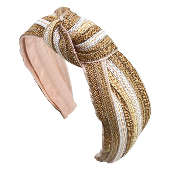 Wheat Mix Straw and Grosgrain Turban