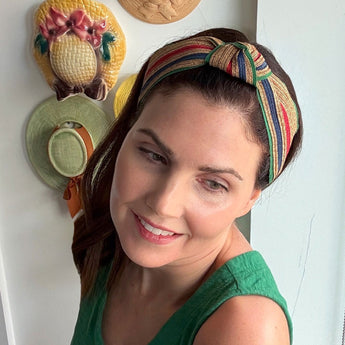 Multi Color Straw Center Turban Headband