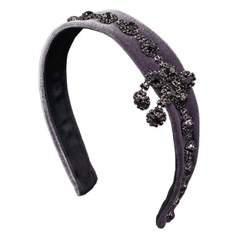 Black Rhinestones Flower Headband