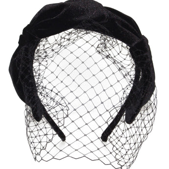 Double Velvet Bow Face Veil