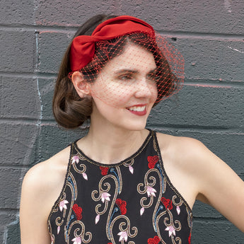 Grosgrain Texture Twist Face Veil