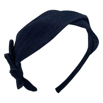 Denim Leaf Twist Headband