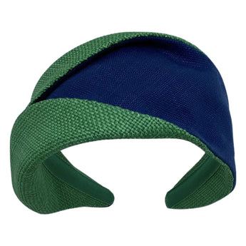 Green Raffia & Navy Linen Matisse Headband