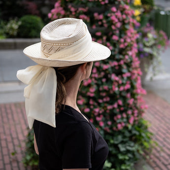 Straw Fedora With Chiffon Bow