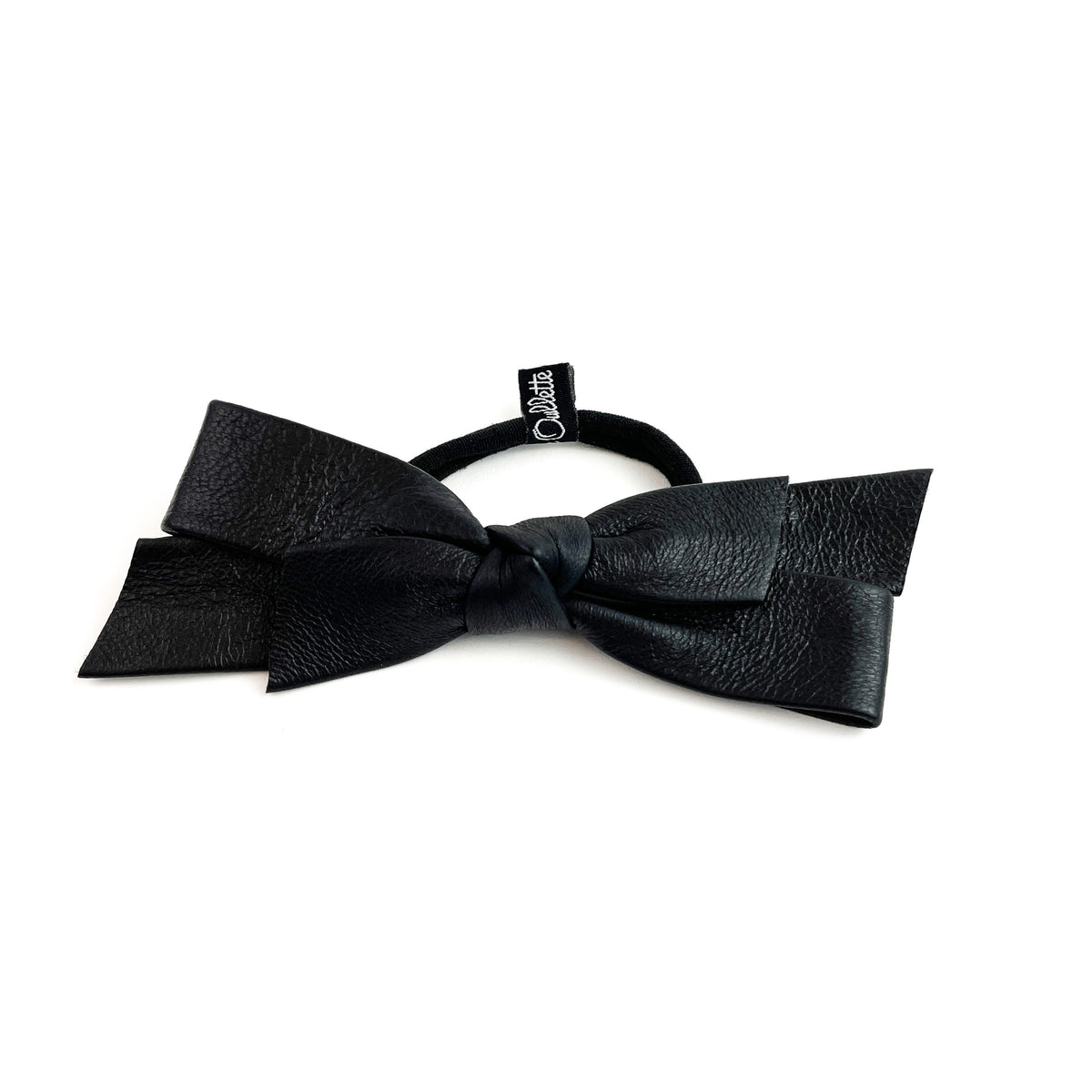 Black leather Bow Hair Clip with Triangle Logo/fashion jewelry Tiger-Stripe-Leather-Hair-Bow-  main image 4