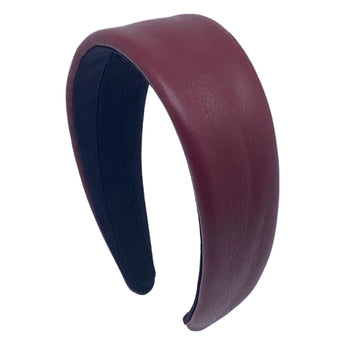 leather padded wide headband dark red