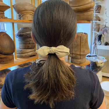 Linen Bow Ponytail Holder